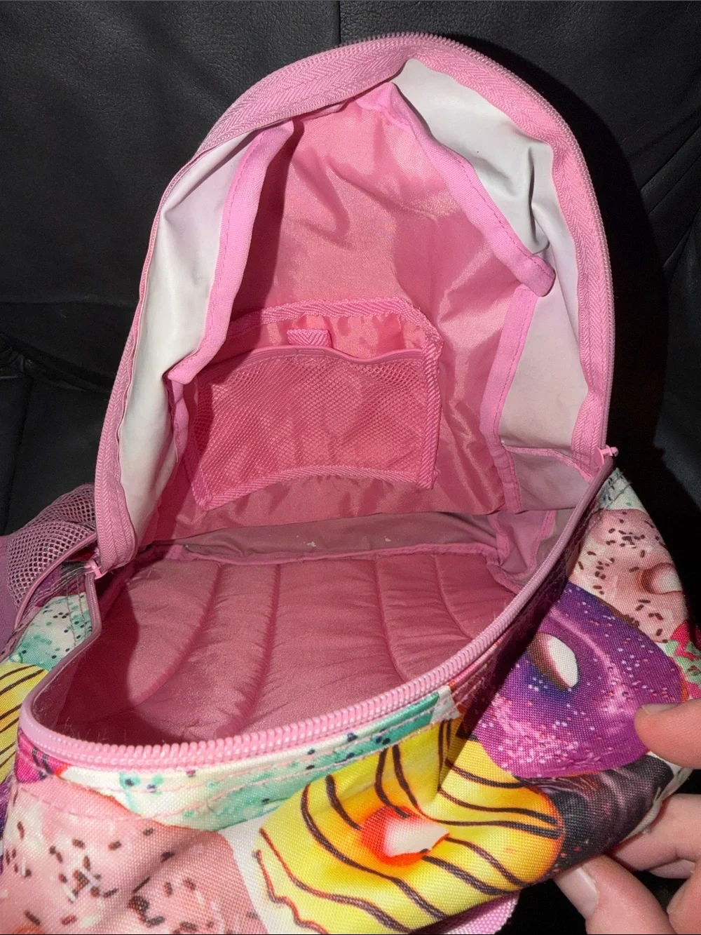 Kids Pink Donut Print Backpack - Cute School Bag large